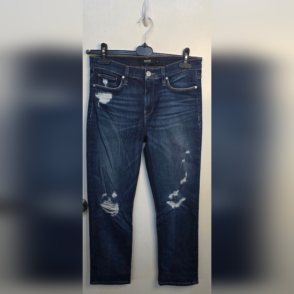 *2 FOR $30* Hudson Jeans Nico Straight Leg Dark Distressed Boyfriend Ankle Jeans